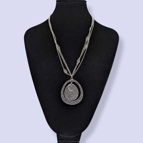 Bill Blass 3-Strand Bumpy Metal Pendant Necklace - Picture 2 of 6